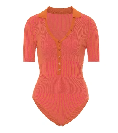 Shop Jacquemus Le Body Yauco Striped Bodysuit In Pink