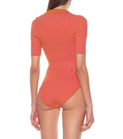 Shop Jacquemus Le Body Yauco Striped Bodysuit In Pink