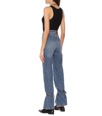 Shop Loewe Tie-cut High-rise Boyfriend Jeans In Blue