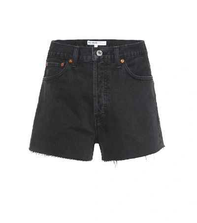 Shop Re/done High-rise Denim Shorts In Black