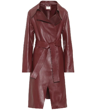 Shop Dorothee Schumacher Modern Volumes Leather Coat In Red