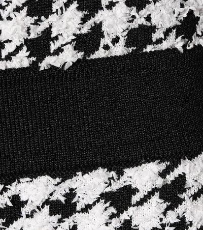 Shop Balmain Houndstooth Knit Minidress In Black