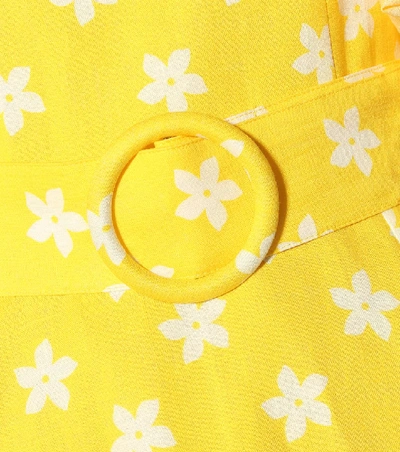 Shop Gül Hürgel Floral Linen Midi Dress In Yellow