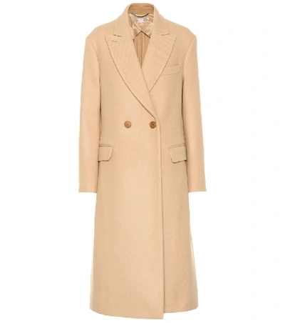 Shop Stella Mccartney Wool Double-breasted Coat In Beige