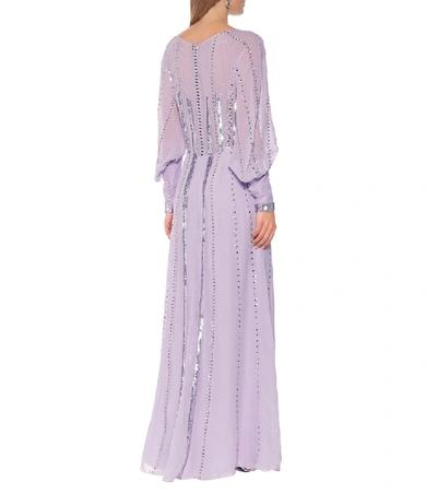 Shop Temperley London Queenie Embellished Silk-blend Gown In Purple