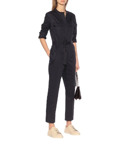 Shop Apc Eléonore Cotton-sateen Jumpsuit In Blue