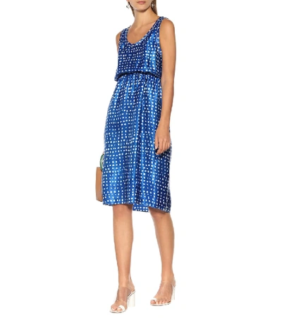 Shop Marni Polka-dot Satin Dress In Blue