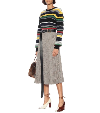 Shop Jw Anderson Striped Ribbed-knit Sweater In Multicoloured