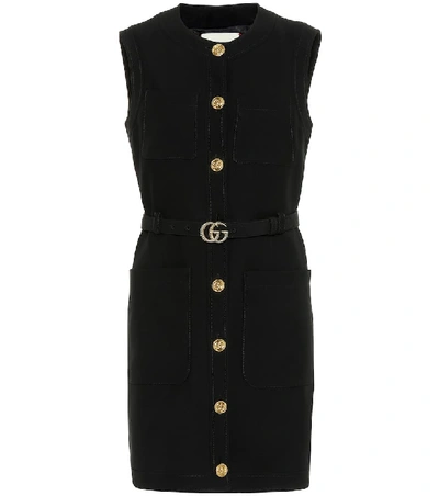 Shop Gucci Silk And Wool Minidress In Black
