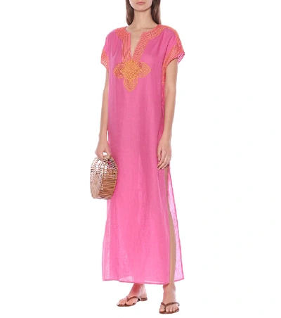 Shop Tory Burch Linen Kaftan In Pink