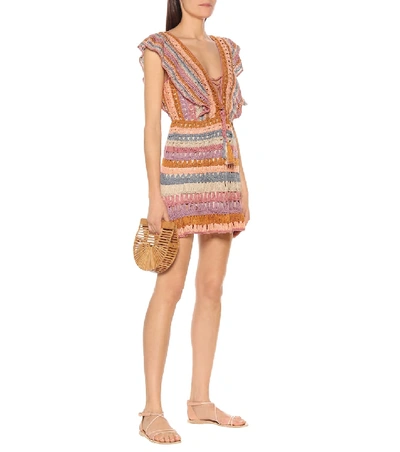 Shop Anna Kosturova Melissa Crochet-cotton Minidress In Multicoloured