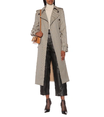 Shop Rokh Houndstooth Wool Trench Coat In Brown