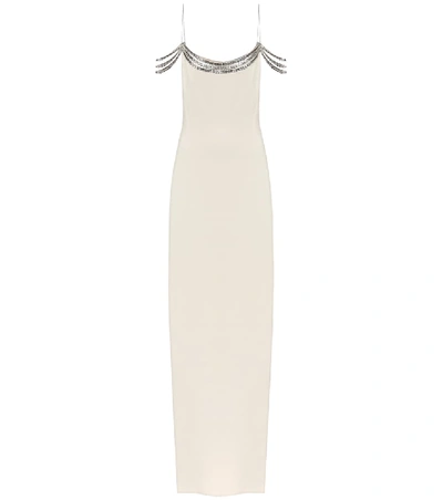 Shop Stella Mccartney Ayla Crystal-embellished Crêpe Gown In Beige