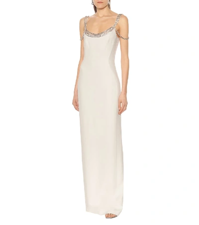 Shop Stella Mccartney Ayla Crystal-embellished Crêpe Gown In Beige