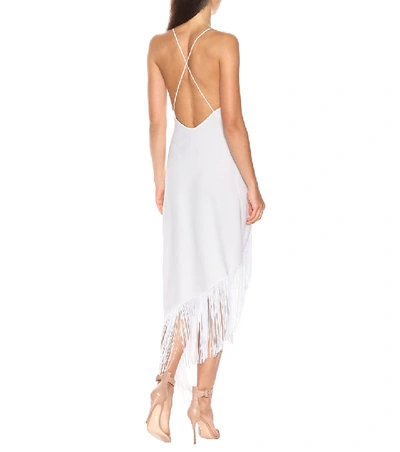 Shop Givenchy Fringed Wool Dress In White