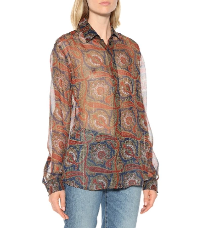 Shop Saint Laurent Printed Silk Shirt In Multicoloured