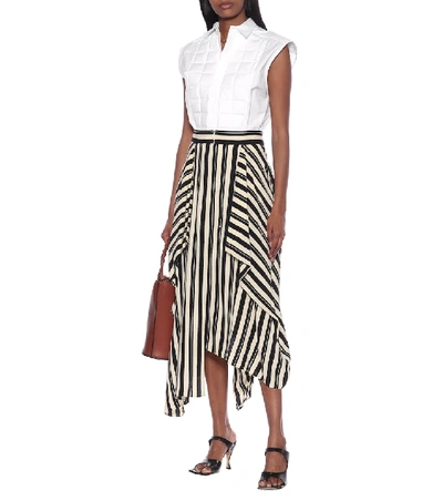 Shop Loewe Striped Maxi Skirt In Beige