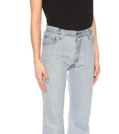 Shop Re/done Lea High-waisted Cropped Jeans In Blue