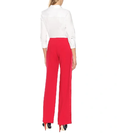 Shop Carolina Herrera High-rise Wide-leg Wool-blend Pants In Red