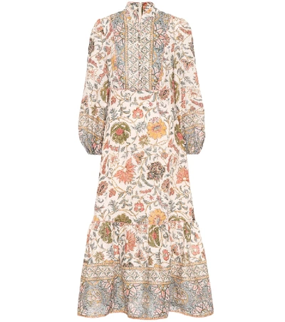 Shop Zimmermann Edie Printed Linen Midi Dress In Multicoloured