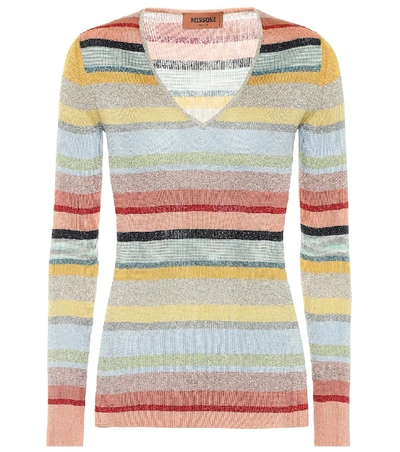 Shop Missoni Striped Metallic Knit Sweater In Multicoloured
