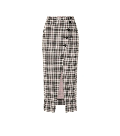 Shop Alexa Chung Checked Midi Skirt In Black