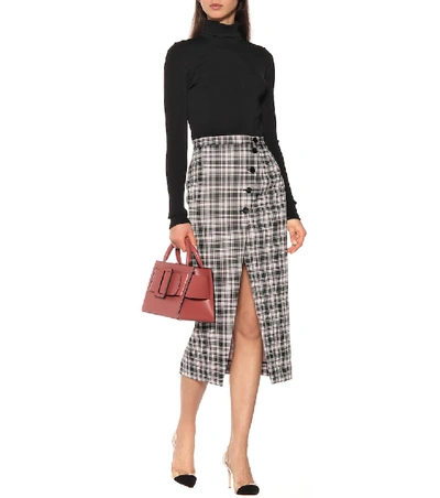 Shop Alexa Chung Checked Midi Skirt In Black