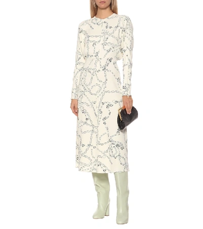 Shop Victoria Beckham Printed Cady Midi Dress In White