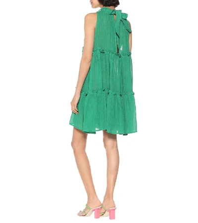 Shop Lisa Marie Fernandez Erica Linen-blend Gauze Minidress In Green