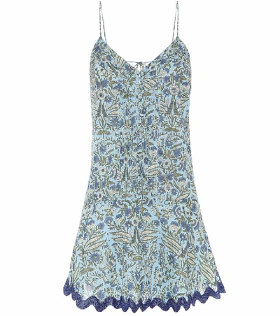 Shop Juliet Dunn Floral Cotton Minidress In Blue
