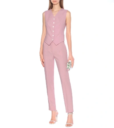 Shop Dolce & Gabbana Wool-blend And Satin Vest In Pink