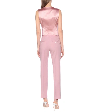 Shop Dolce & Gabbana Wool-blend And Satin Vest In Pink