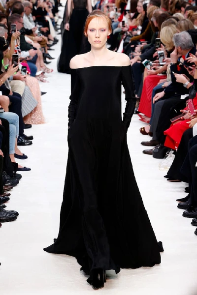 Shop Valentino Silk Gown In Black