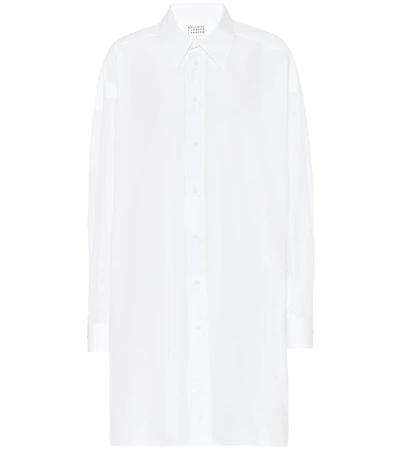 Shop Maison Margiela Cotton-poplin Mini Shirt Dress In White