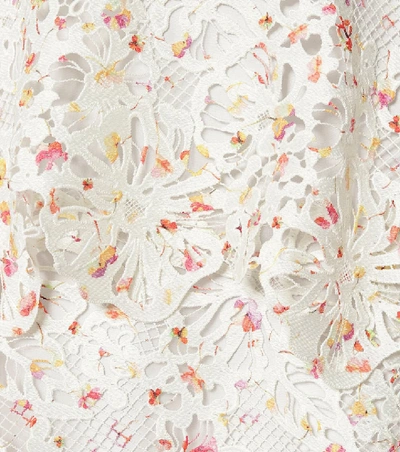 Shop Monique Lhuillier Floral Lace Midi Dress In White
