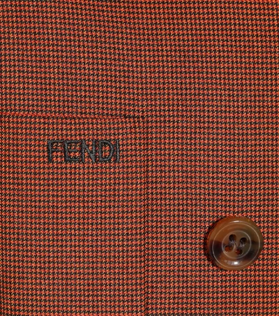 Shop Fendi Shearling-trimmed Wool-blend Coat In Orange