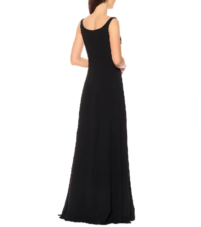 Shop Gucci Floral-embellished Jersey Gown In Black