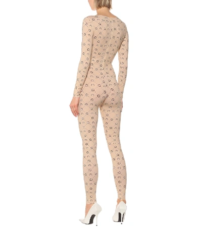 Shop Marine Serre Printed Jersey Jumpsuit In Beige