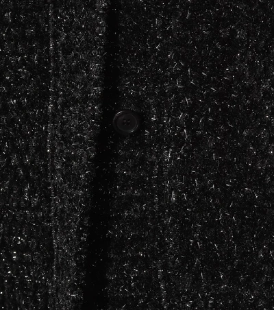 Saint Laurent Metallic Flecked Chenille Cardigan In Black
