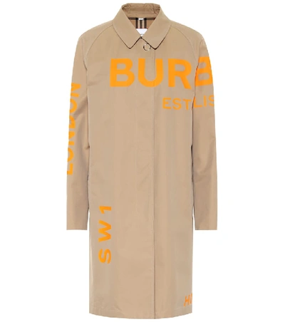 Shop Burberry Horseferry Cotton Gabardine Coat In Beige