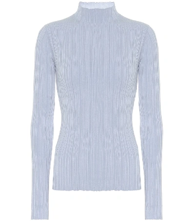 Shop Acne Studios High-neck Ribbed Cotton-blend Top In Blue