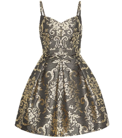 Shop Dolce & Gabbana Metallic Brocade Minidress In Gold