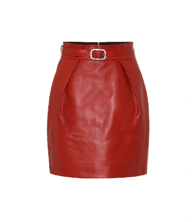 Shop Alexandre Vauthier High-rise Leather Miniskirt In Red