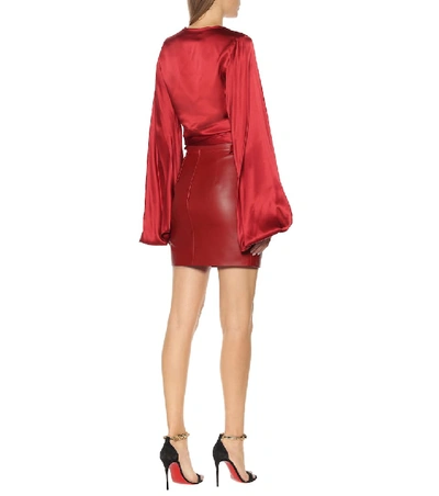 Shop Alexandre Vauthier High-rise Leather Miniskirt In Red