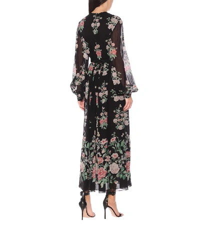 Shop Giambattista Valli Floral Silk Gown In Black