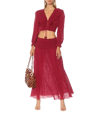 Shop Zimmermann Suraya Ramie And Cotton Skirt In Red