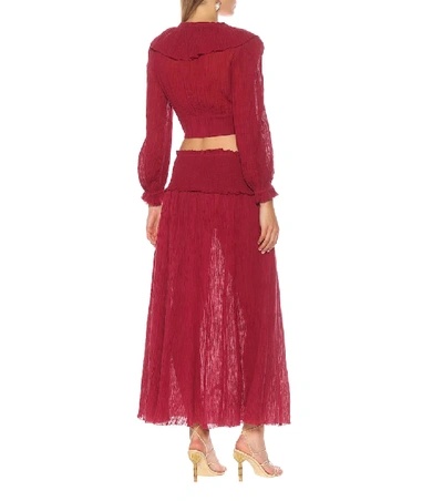 Shop Zimmermann Suraya Ramie And Cotton Skirt In Red