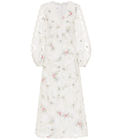 Shop Zimmermann Zinnia Silk-blend Midi Dress In White