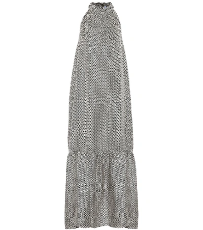 Shop Asceno Ibiza Silk Maxi Dress In Grey