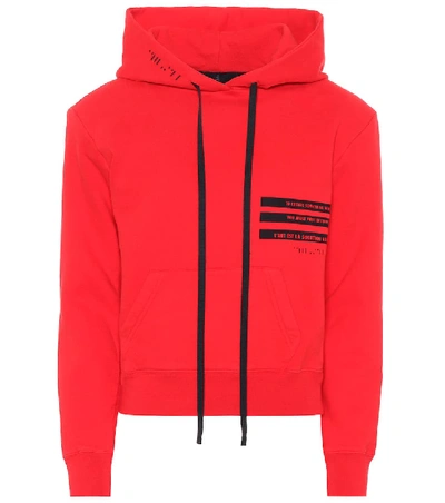 Shop Ben Taverniti Unravel Project Cropped Cotton Hoodie In Red